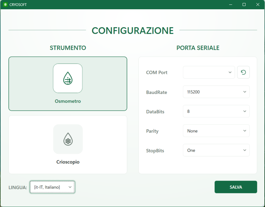 Software di gestione dati CryoSoft Touch per osmometri OsmoTouch